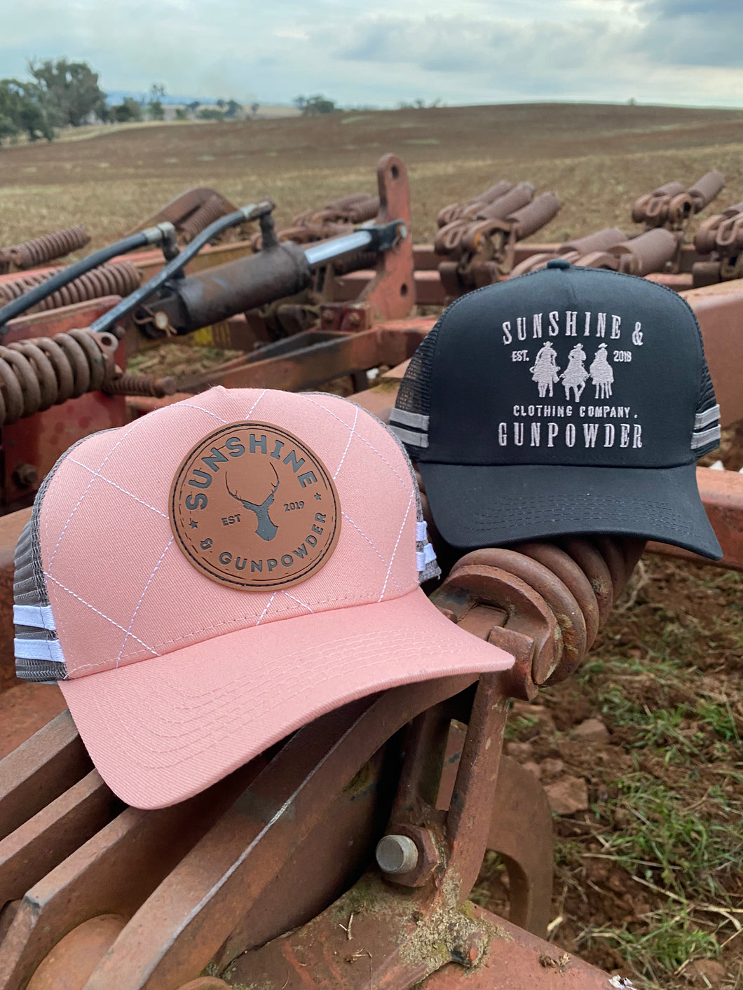 Pink & Leather Patch Trucker Cap